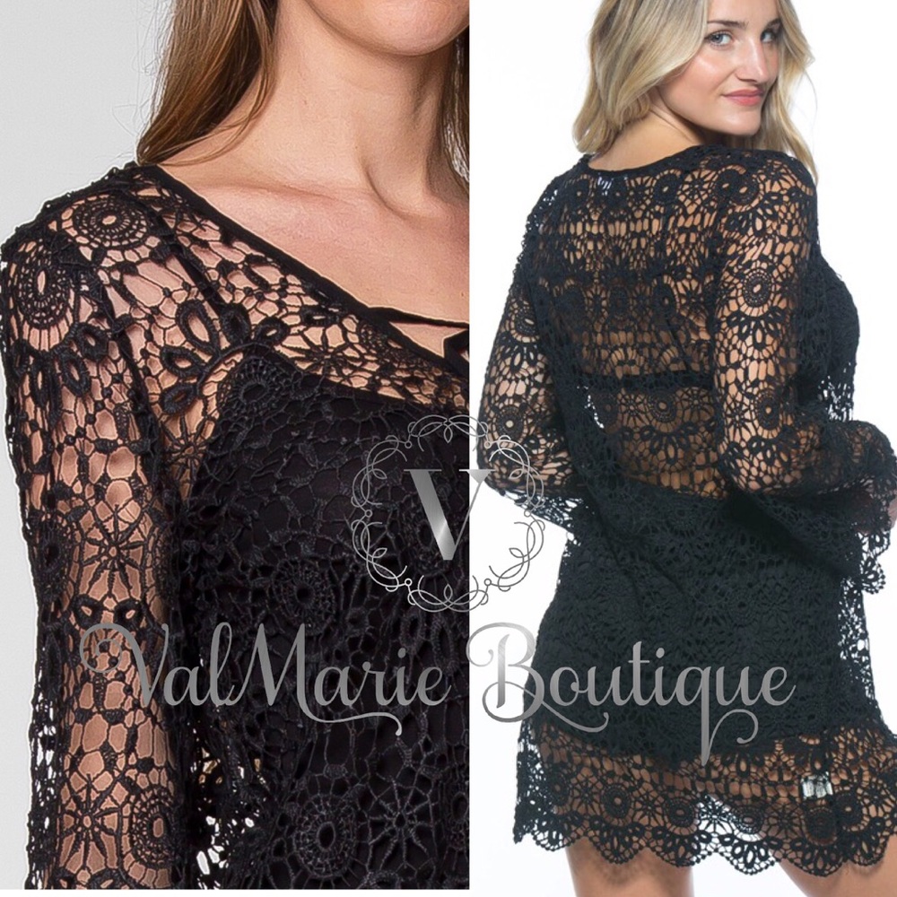 Black Crochet Beach Cover Up - Picture 2 of 2